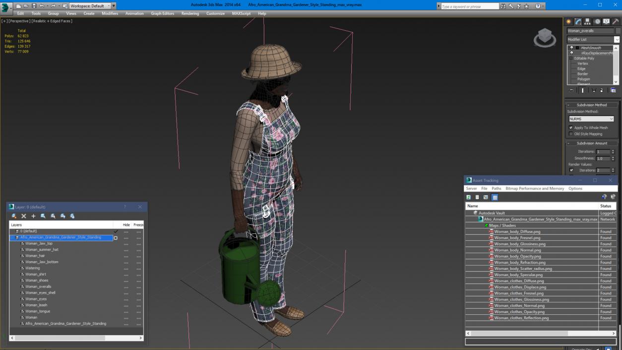 3D model Afro American Grandma Gardener Style Standing