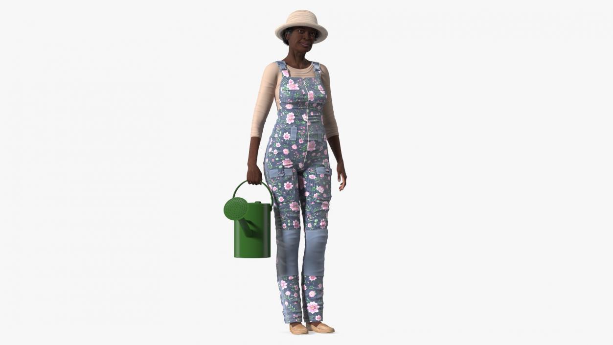 3D model Afro American Grandma Gardener Style Standing