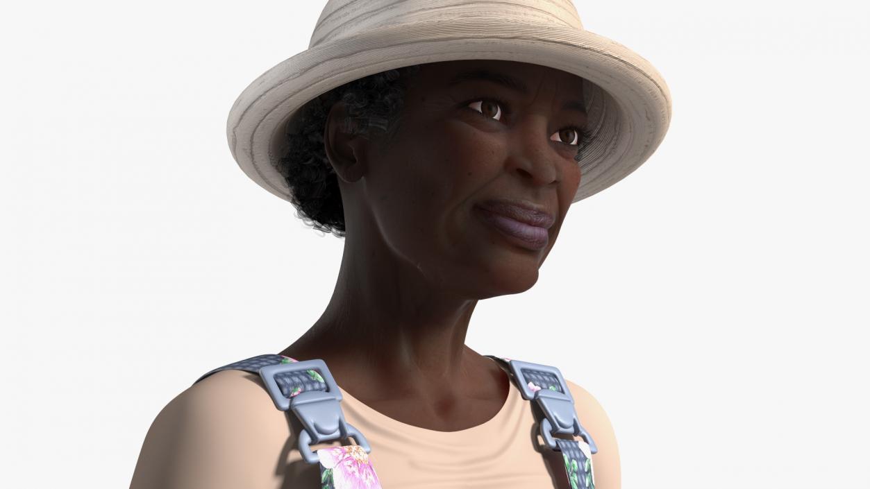 3D model Afro American Grandma Gardener Style Standing