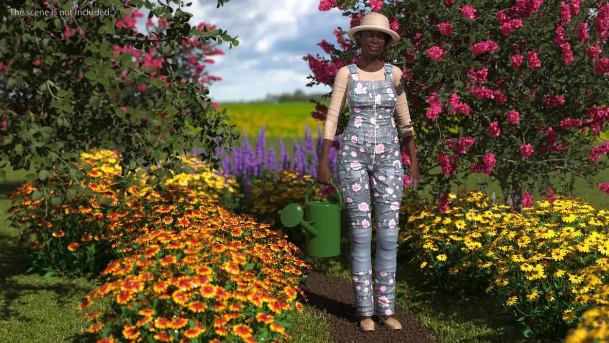 3D model Afro American Grandma Gardener Style Standing