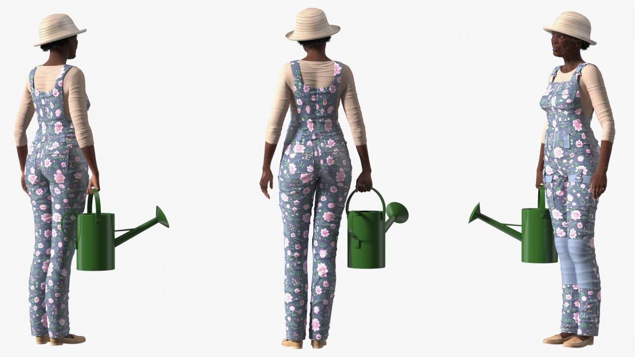 3D model Afro American Grandma Gardener Style Standing