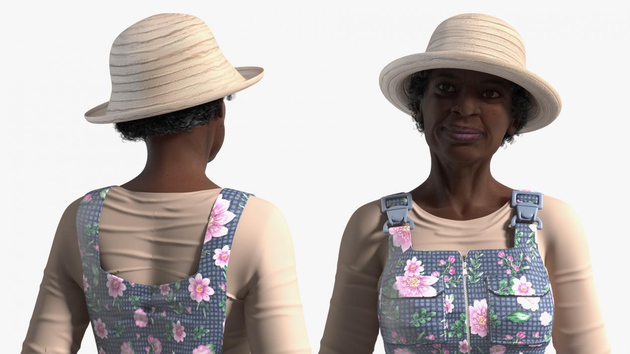 3D model Afro American Grandma Gardener Style Standing