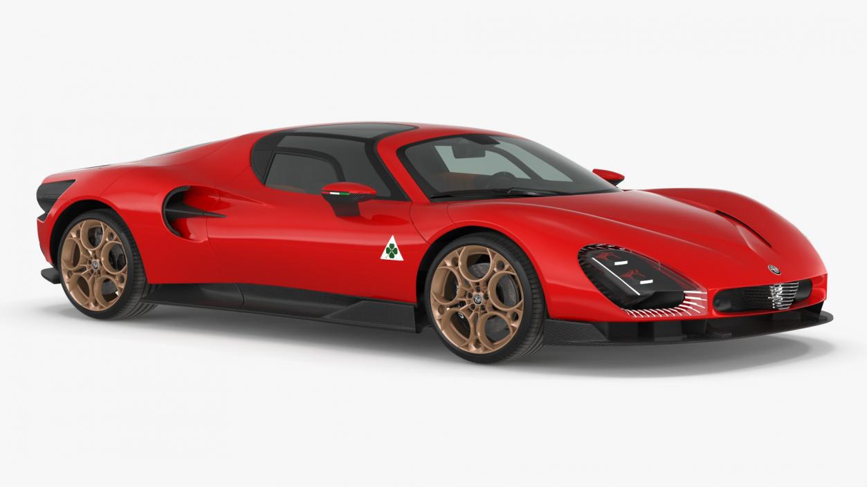 3D Supercar Alfa Romeo 33 Stradale Coupe Red 2 model