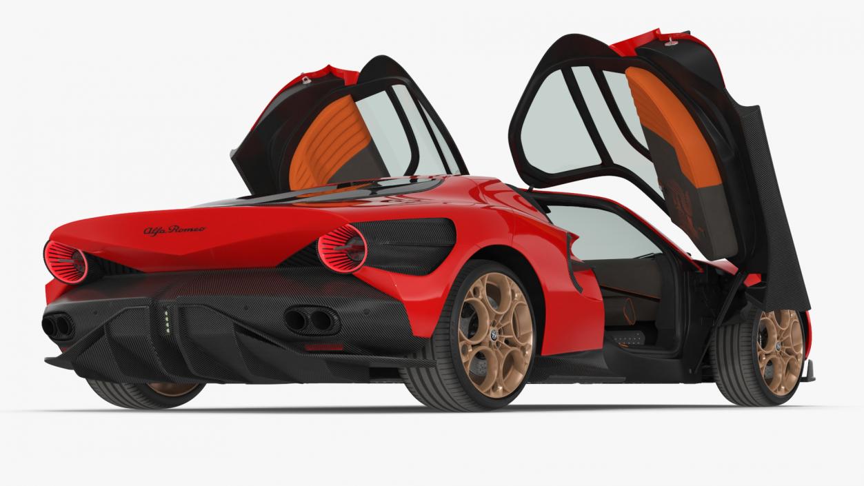 3D Supercar Alfa Romeo 33 Stradale Coupe Red 2 model