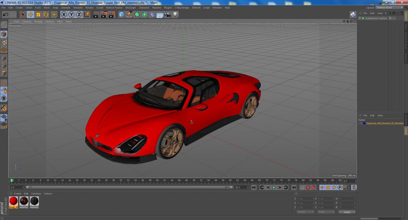 3D Supercar Alfa Romeo 33 Stradale Coupe Red 2 model