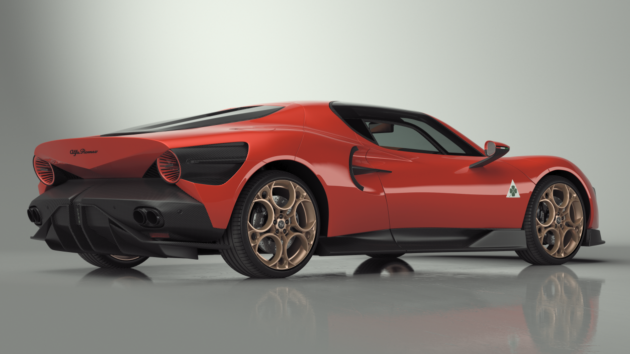 3D Supercar Alfa Romeo 33 Stradale Coupe Red 2 model