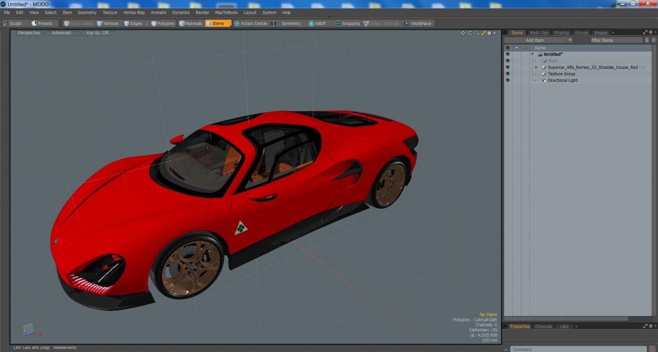 3D Supercar Alfa Romeo 33 Stradale Coupe Red 2 model