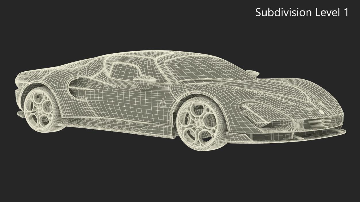 3D Supercar Alfa Romeo 33 Stradale Coupe Red 2 model