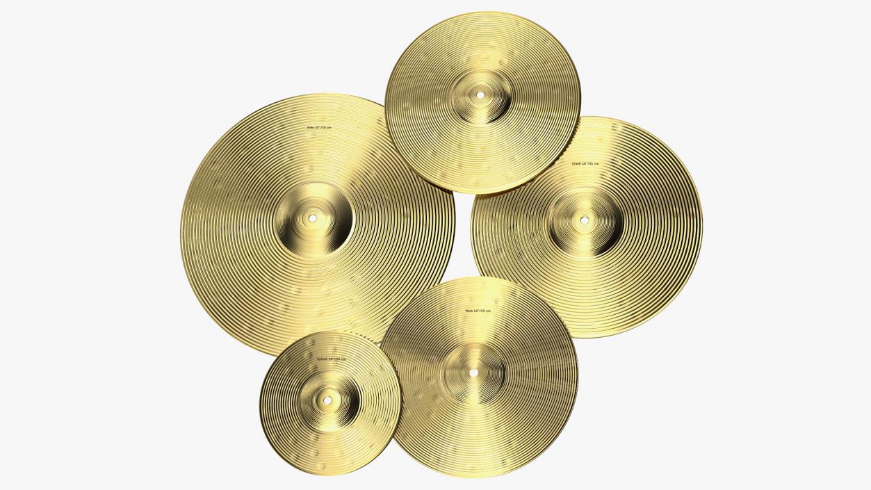 3D Brass Cymbal Set