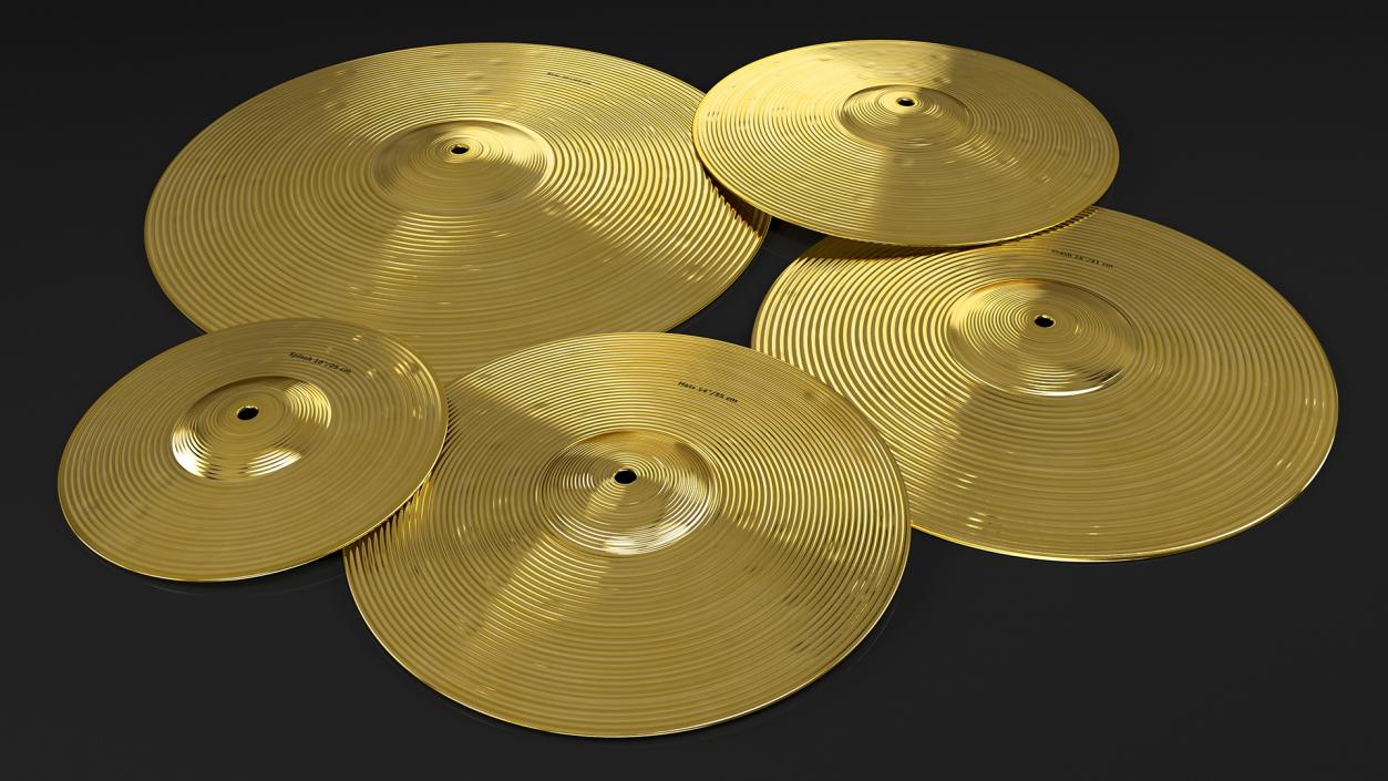 3D Brass Cymbal Set