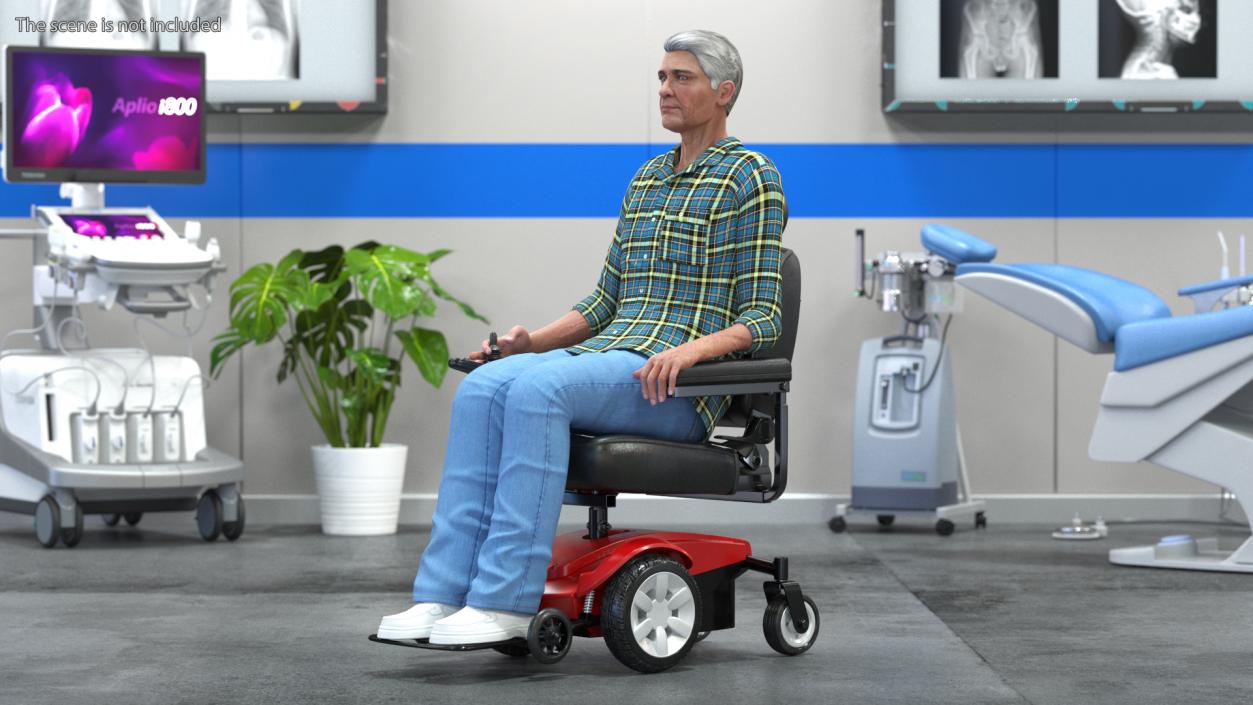 3D model Elderly Man with Jazzy Select Wheelchair