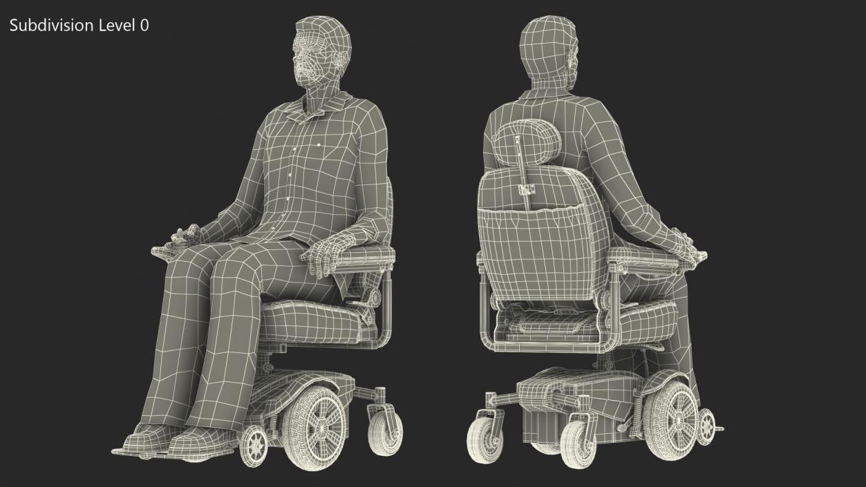 3D model Elderly Man with Jazzy Select Wheelchair