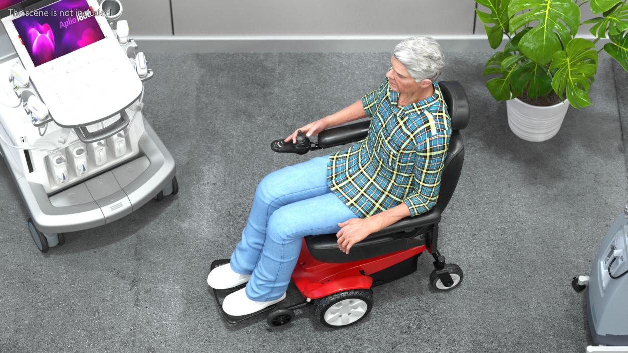 3D model Elderly Man with Jazzy Select Wheelchair