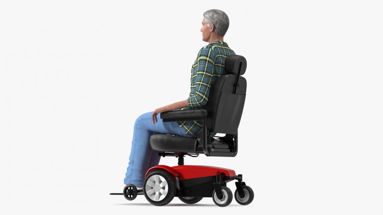 3D model Elderly Man with Jazzy Select Wheelchair