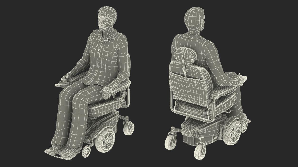 3D model Elderly Man with Jazzy Select Wheelchair