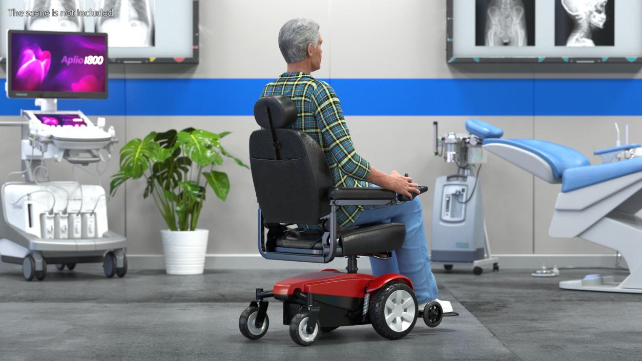 3D model Elderly Man with Jazzy Select Wheelchair