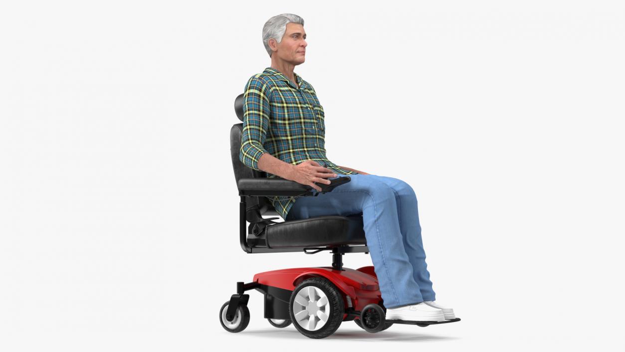 3D model Elderly Man with Jazzy Select Wheelchair