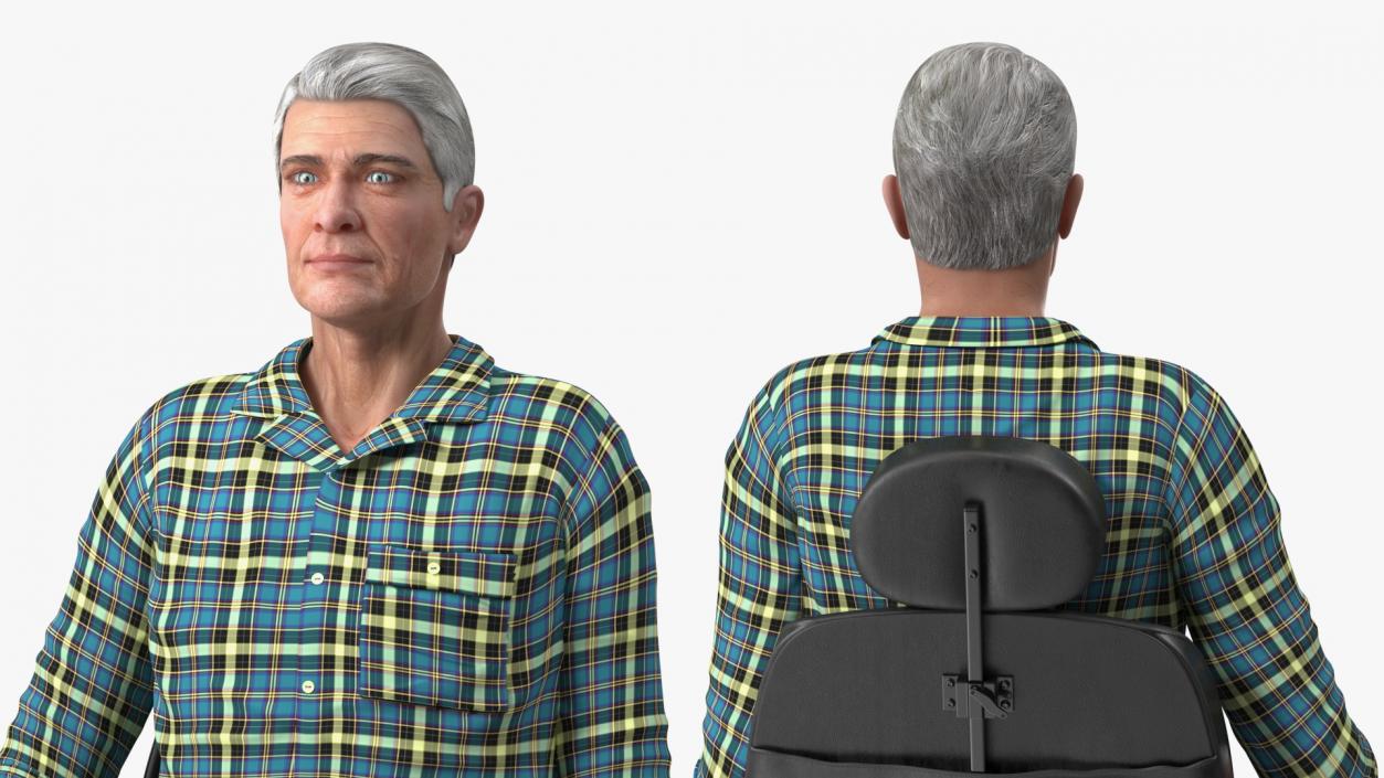 3D model Elderly Man with Jazzy Select Wheelchair