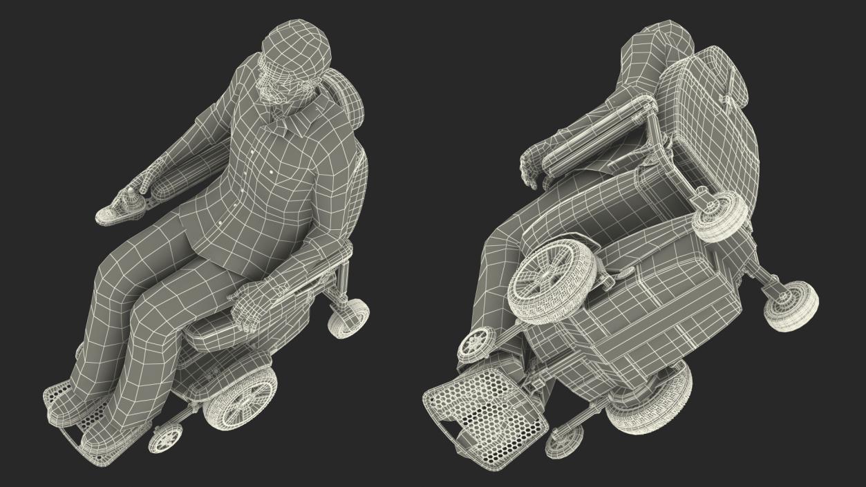 3D model Elderly Man with Jazzy Select Wheelchair