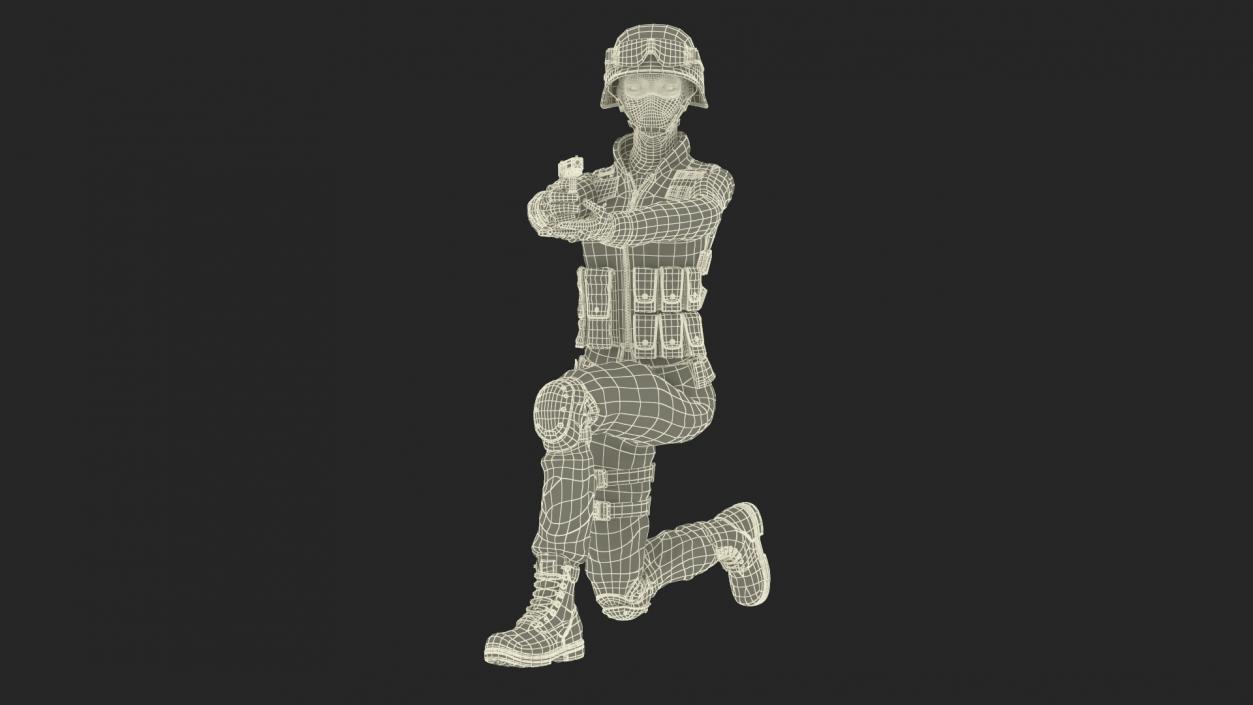 3D Tactical Police Officer Woman with Handgun Rigged for Cinema 4D model