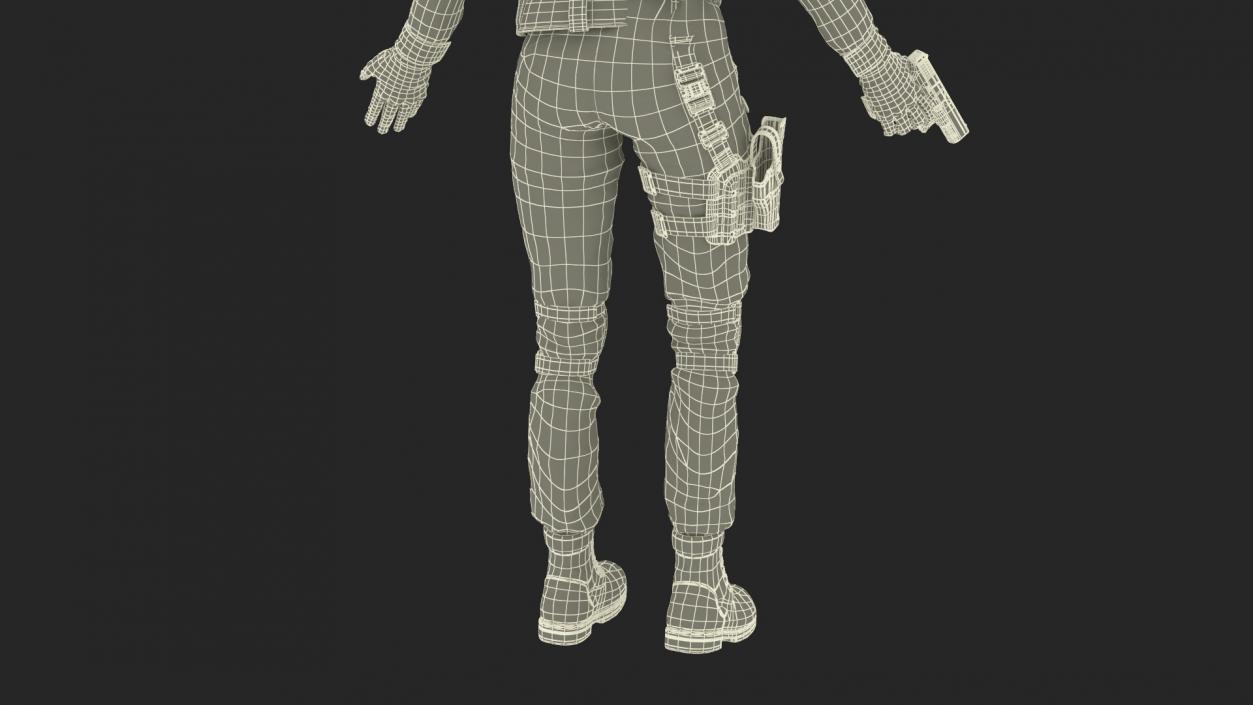 3D Tactical Police Officer Woman with Handgun Rigged for Cinema 4D model