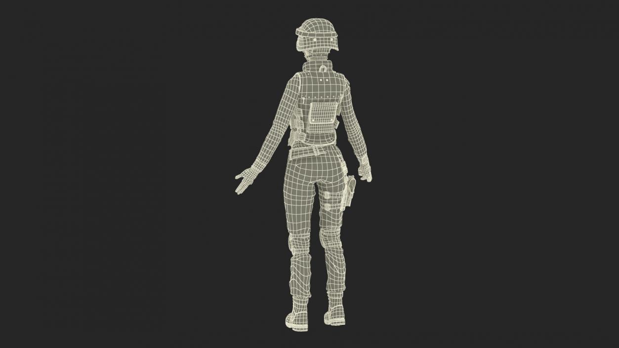 3D Tactical Police Officer Woman with Handgun Rigged for Cinema 4D model