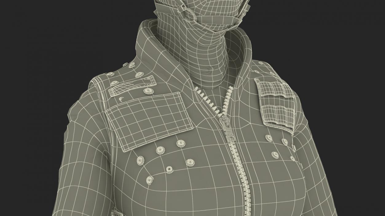 3D Tactical Police Officer Woman with Handgun Rigged for Cinema 4D model