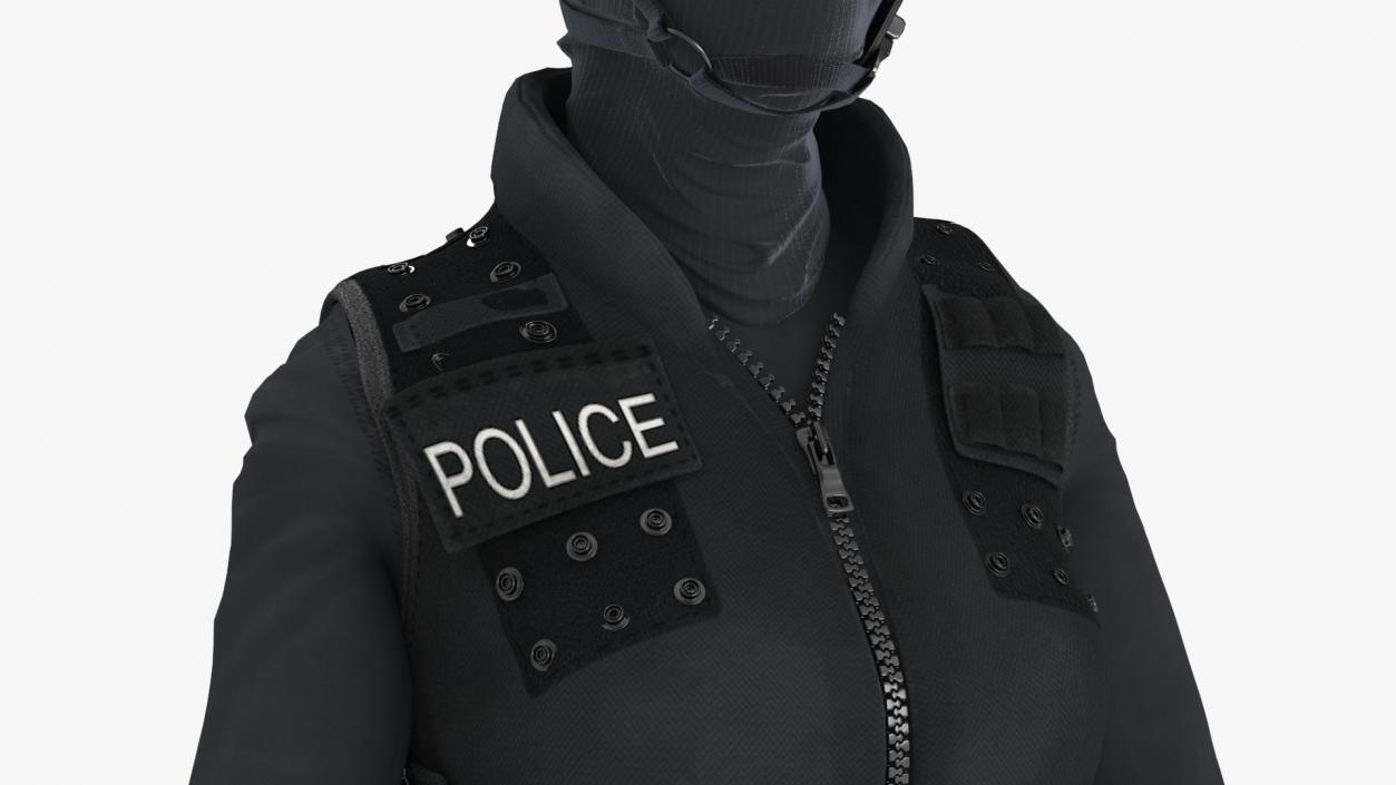 3D Tactical Police Officer Woman with Handgun Rigged for Cinema 4D model