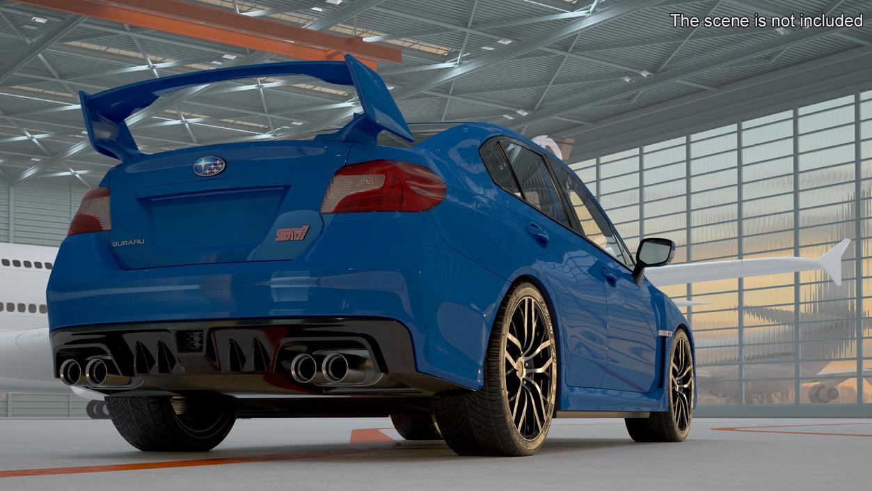 3D Subaru WRX STI 2021 Sedan Blue Simple Interior