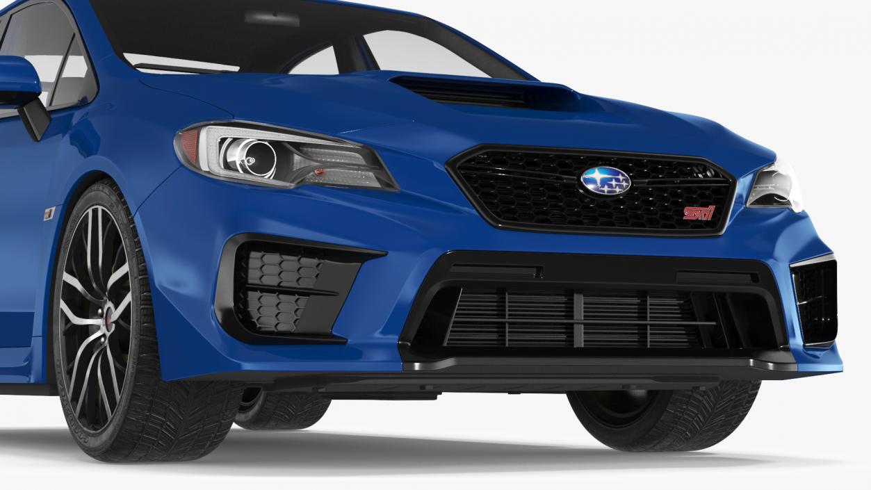 3D Subaru WRX STI 2021 Sedan Blue Simple Interior