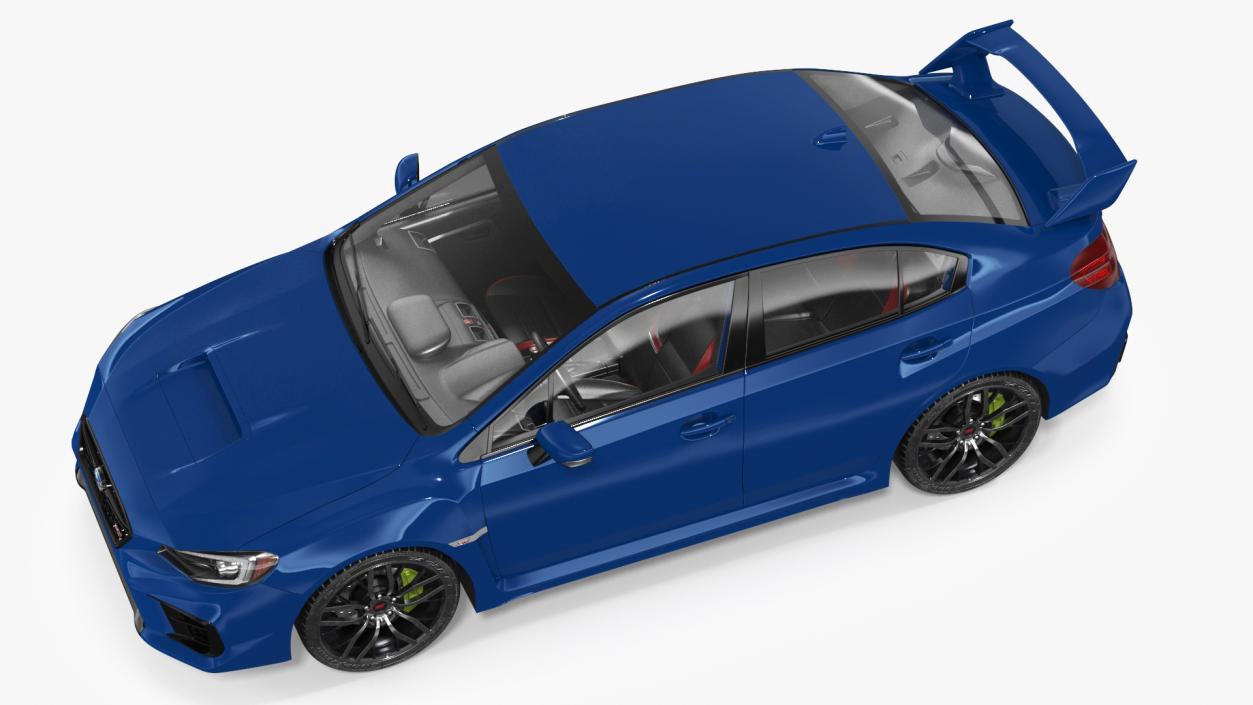 3D Subaru WRX STI 2021 Sedan Blue Simple Interior