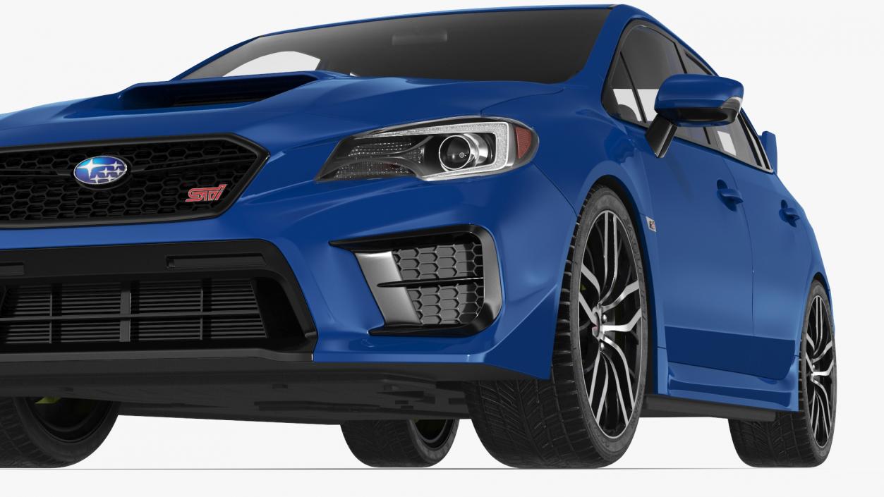 3D Subaru WRX STI 2021 Sedan Blue Simple Interior