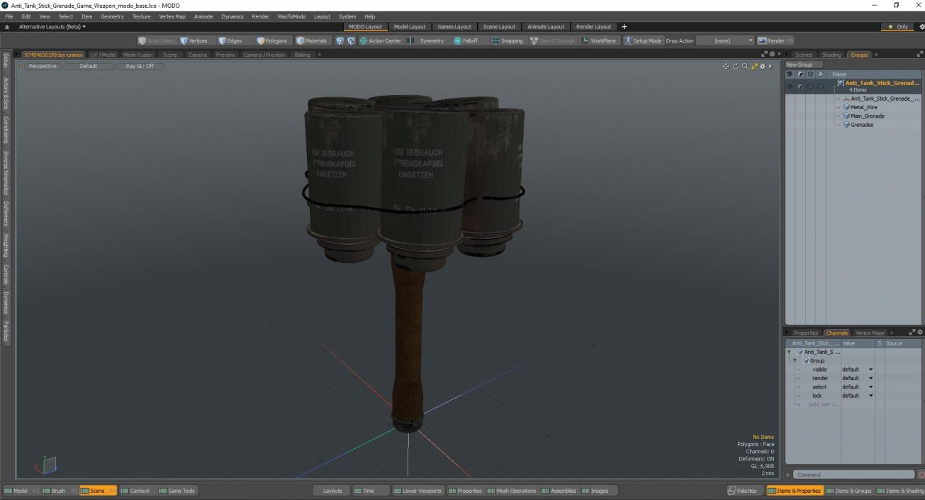 3D model Anti Tank Stick Grenade Game Weapon