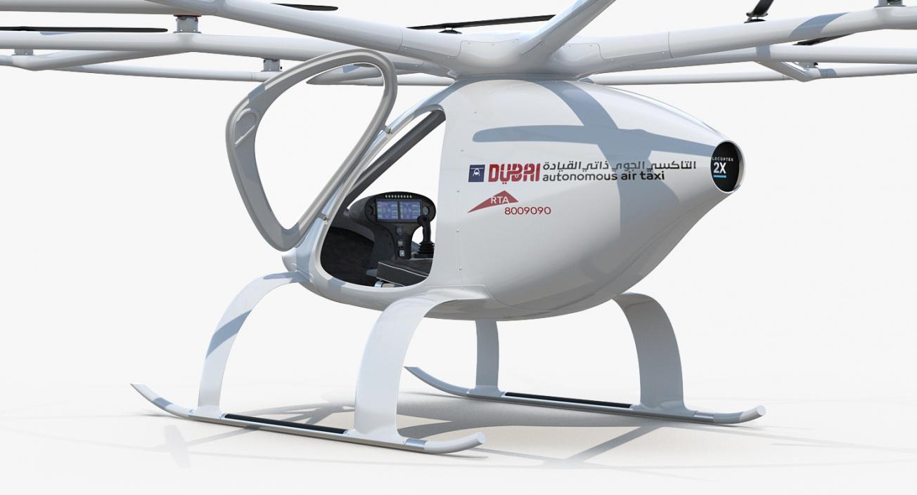 Autonomous Air Taxi in Dubai Volocopter 2X Rigged 3D model