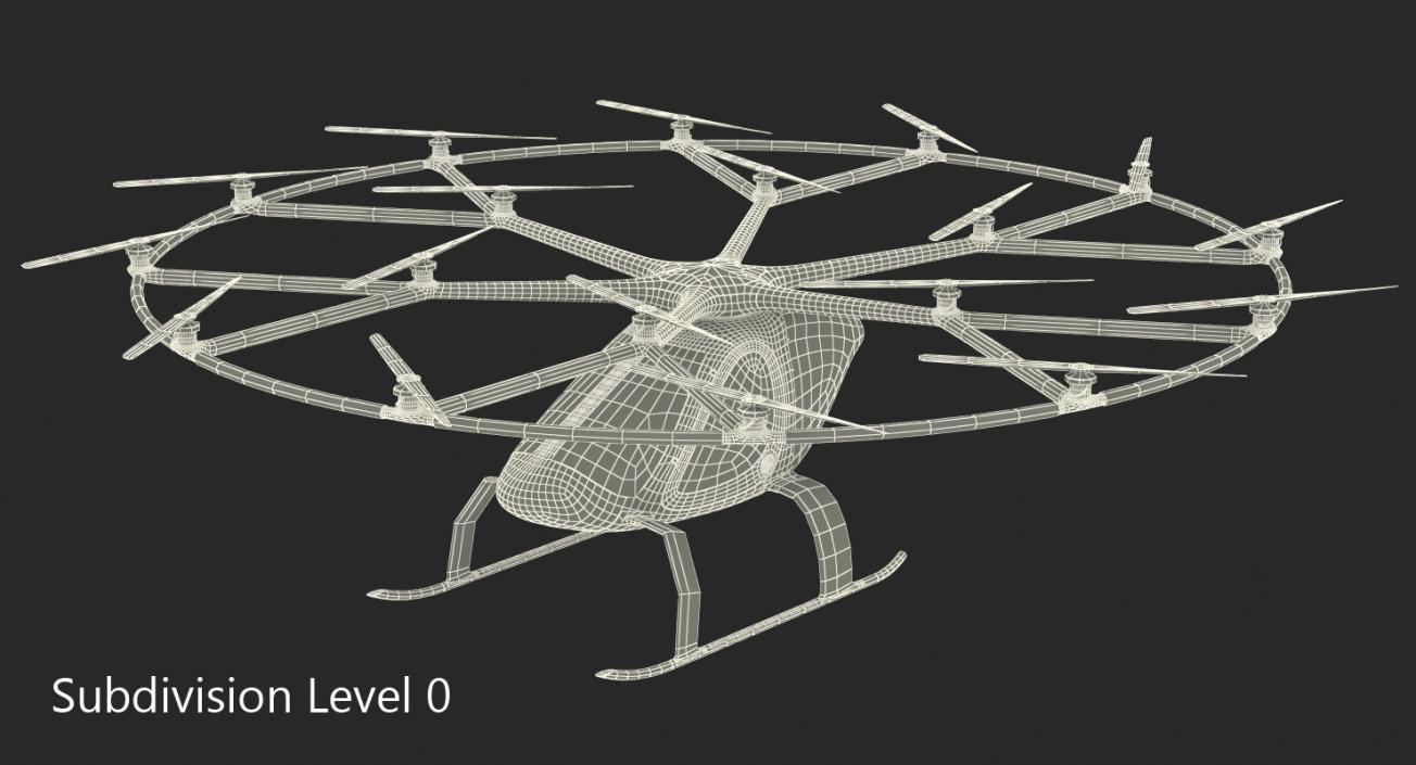 Autonomous Air Taxi in Dubai Volocopter 2X Rigged 3D model