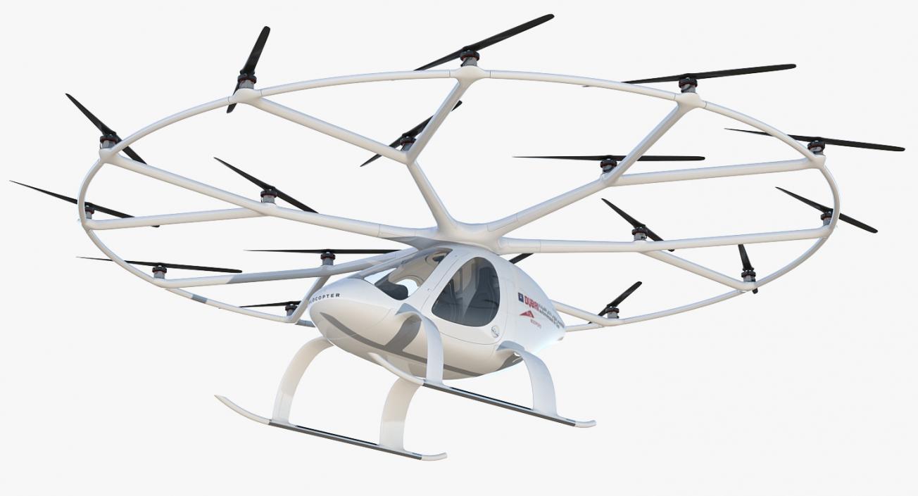 Autonomous Air Taxi in Dubai Volocopter 2X Rigged 3D model