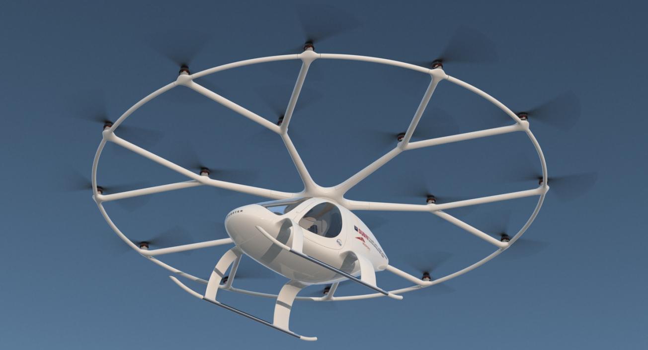 Autonomous Air Taxi in Dubai Volocopter 2X Rigged 3D model