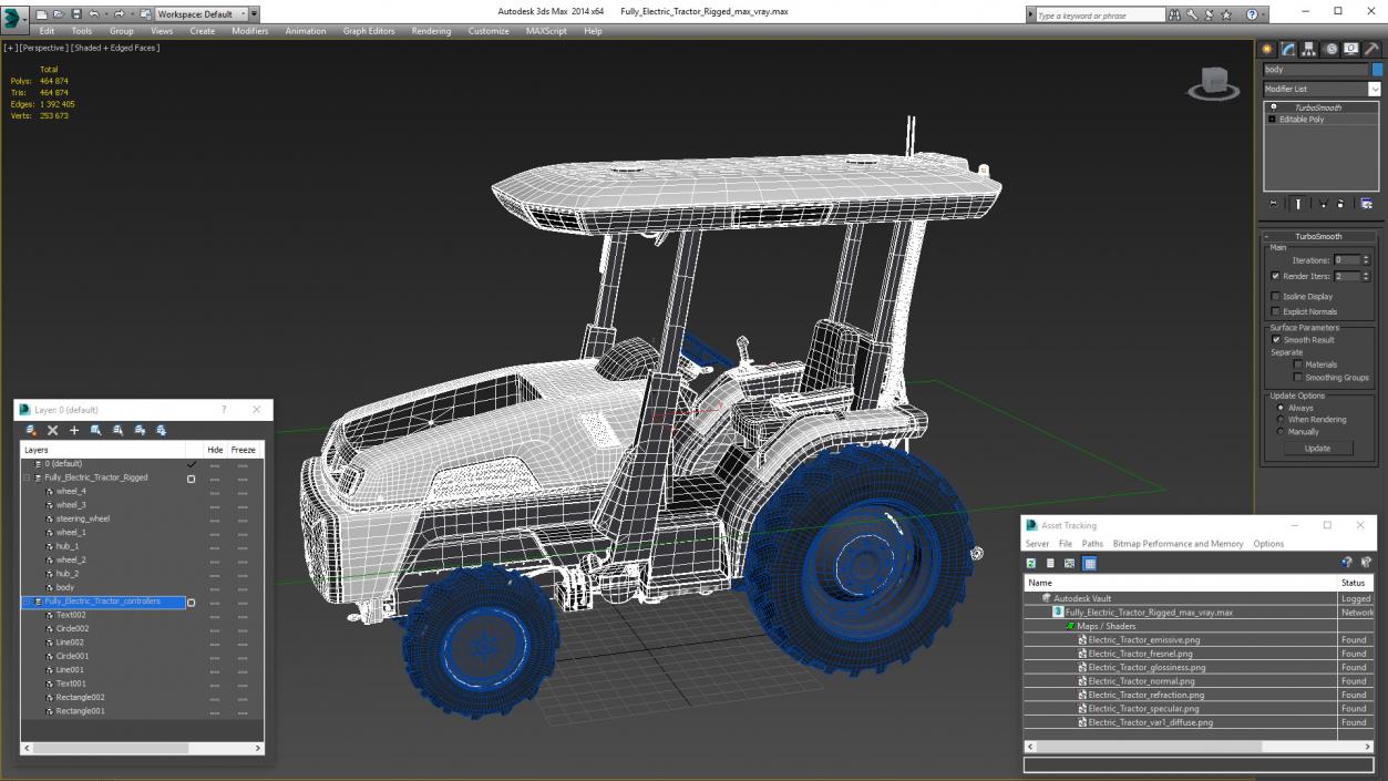 Fully Electric Tractor Rigged 3D model