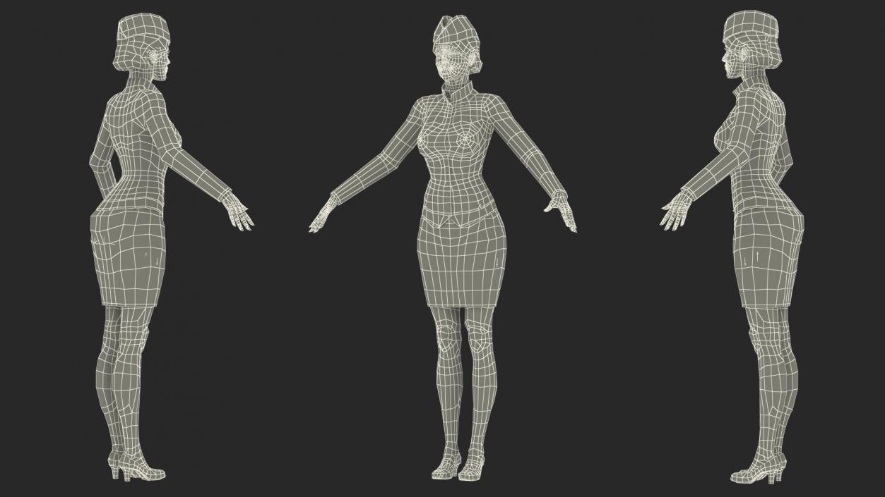 3D model Rigged Stewardesses Collection