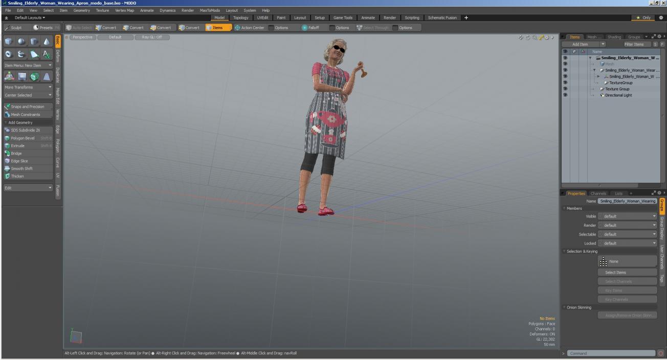 3D model Smiling Elderly Woman Wearing Apron