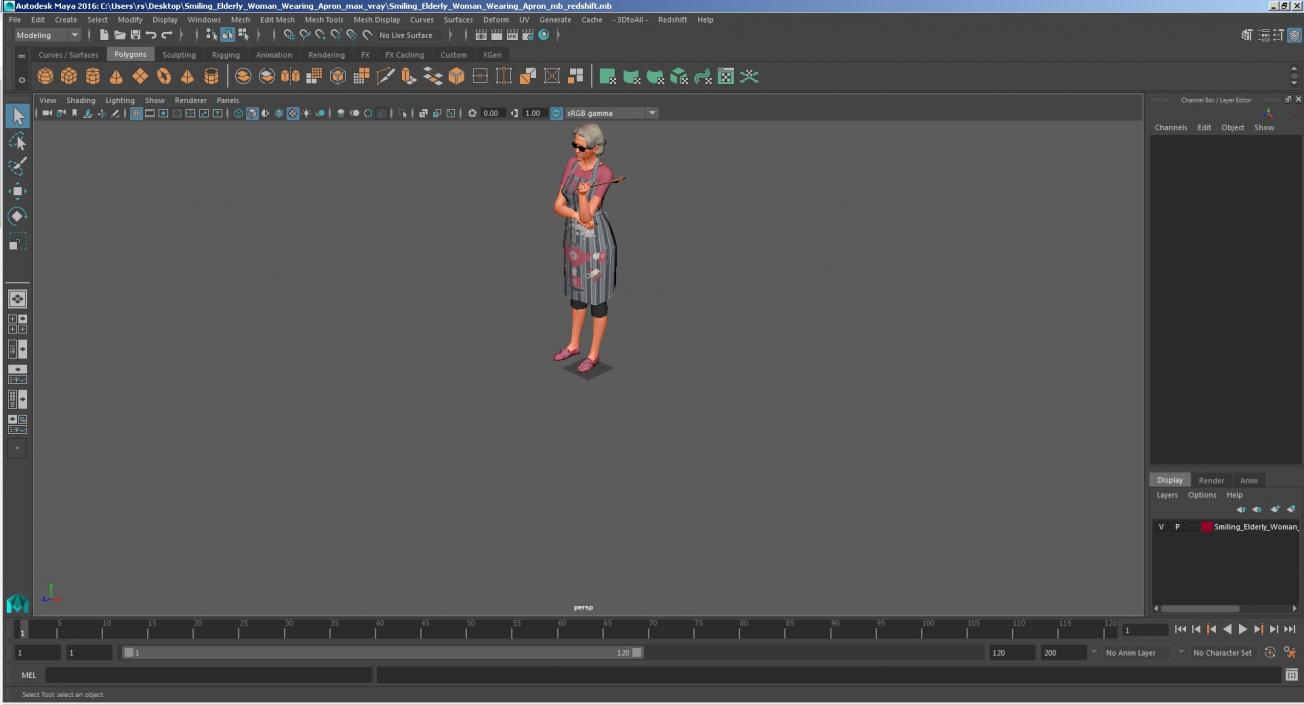 3D model Smiling Elderly Woman Wearing Apron