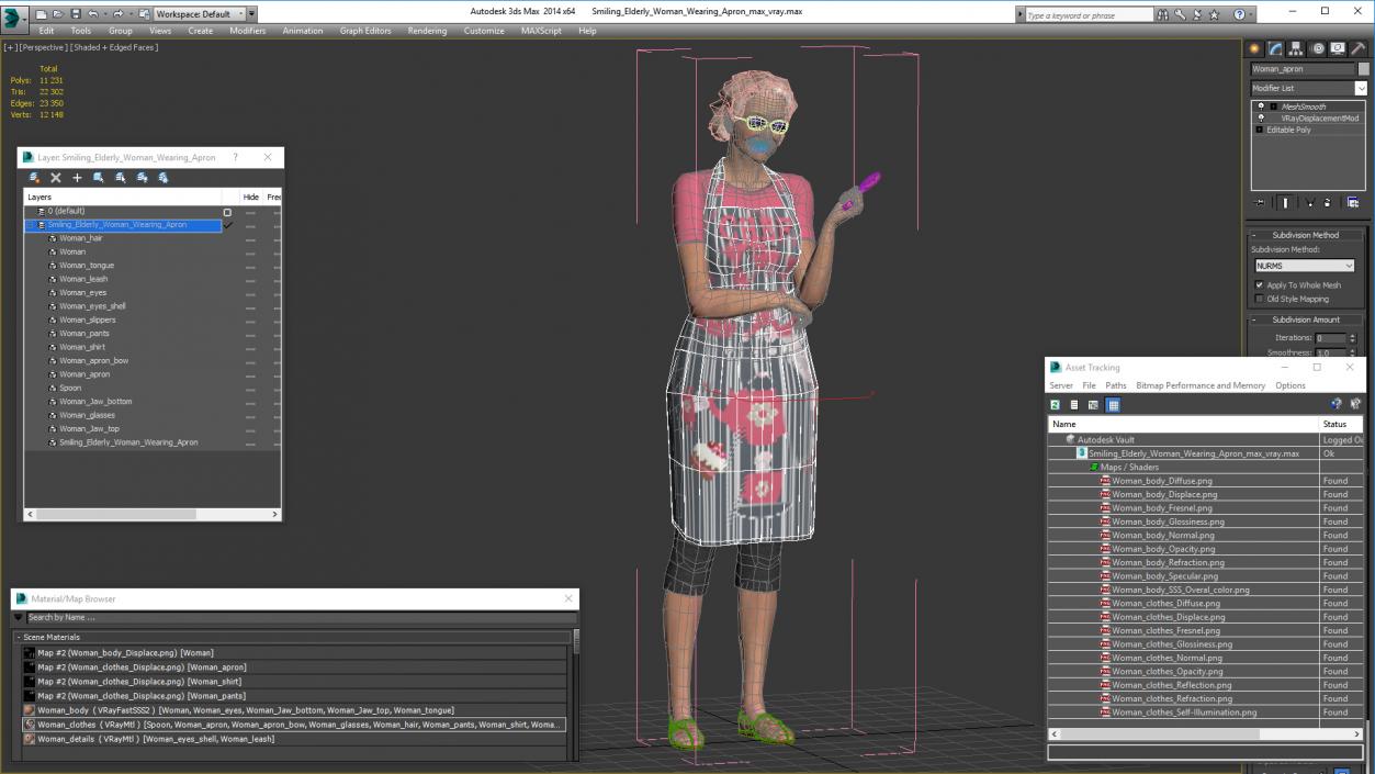 3D model Smiling Elderly Woman Wearing Apron