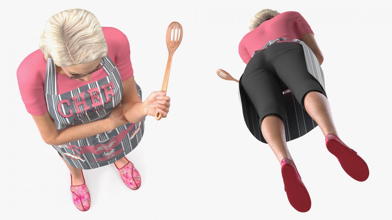 3D model Smiling Elderly Woman Wearing Apron