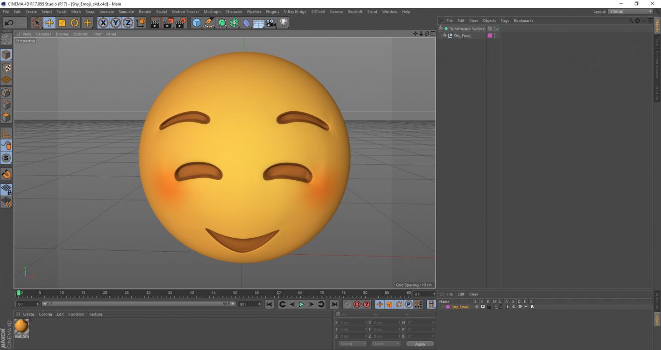 Shy Emoji 3D model