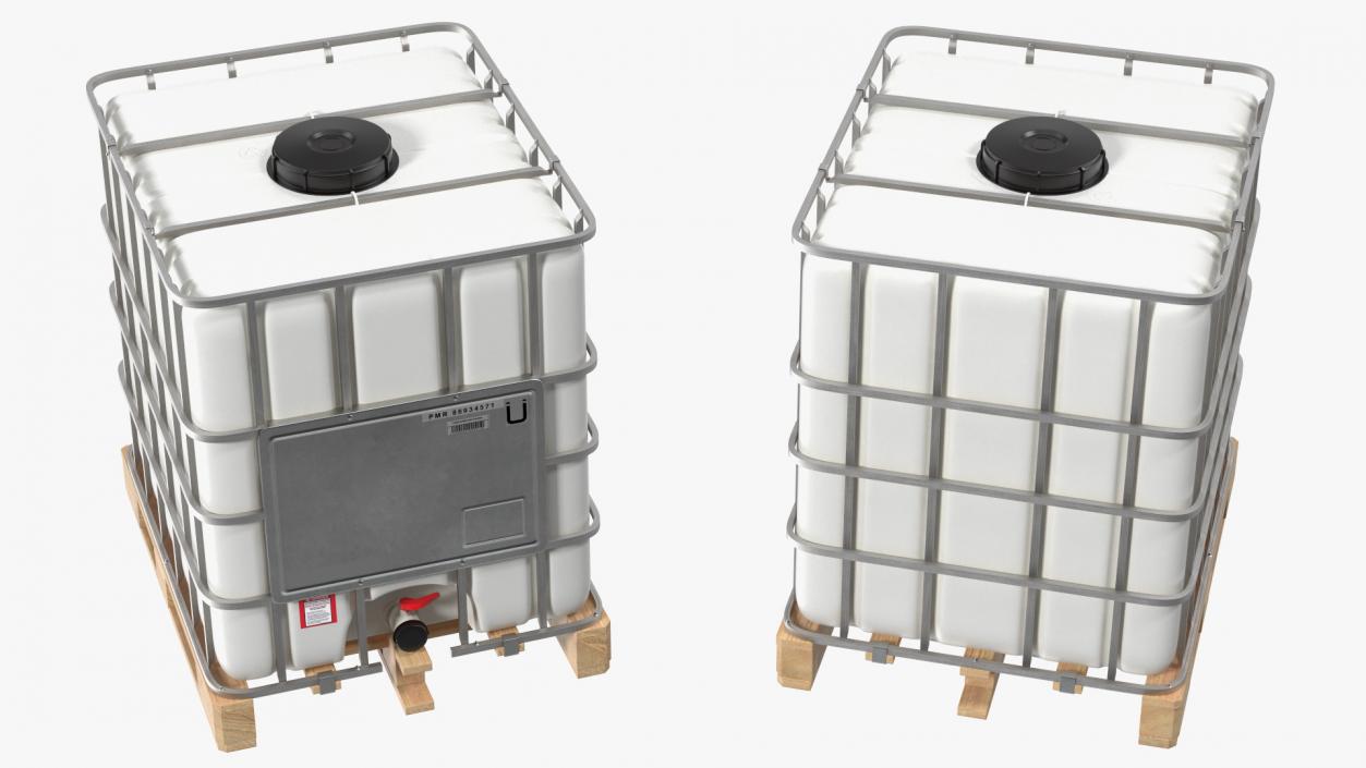 IBC Fluid Container 1000 Litre Wooden Pallet 3D model