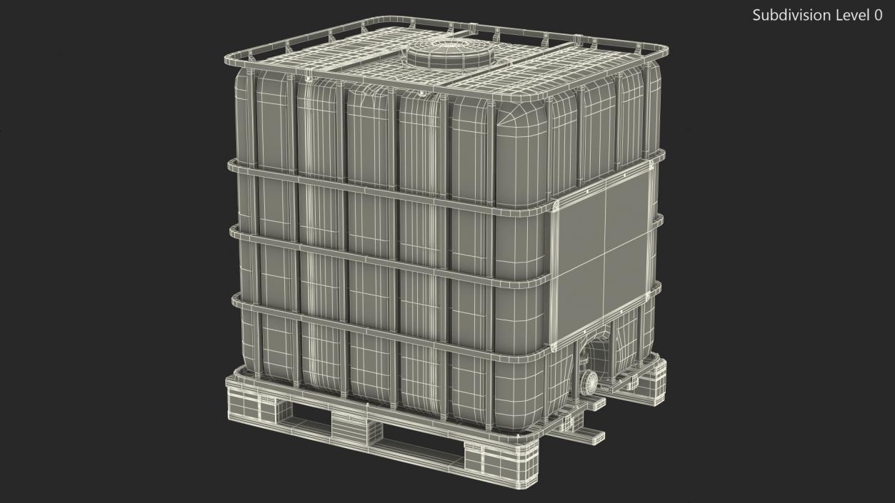 IBC Fluid Container 1000 Litre Wooden Pallet 3D model