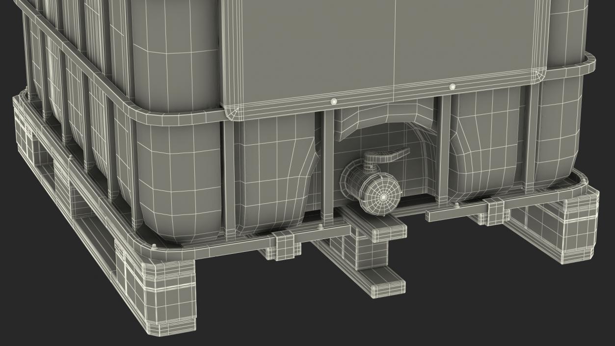 IBC Fluid Container 1000 Litre Wooden Pallet 3D model