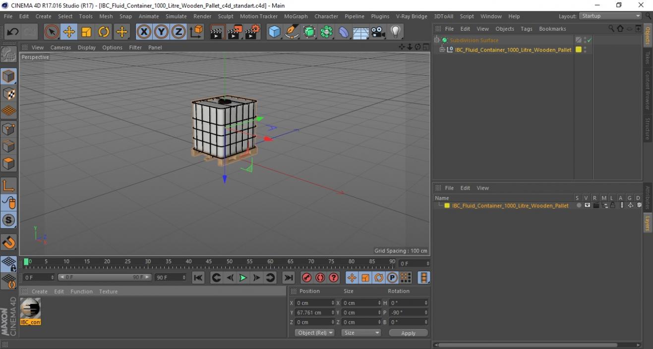 IBC Fluid Container 1000 Litre Wooden Pallet 3D model