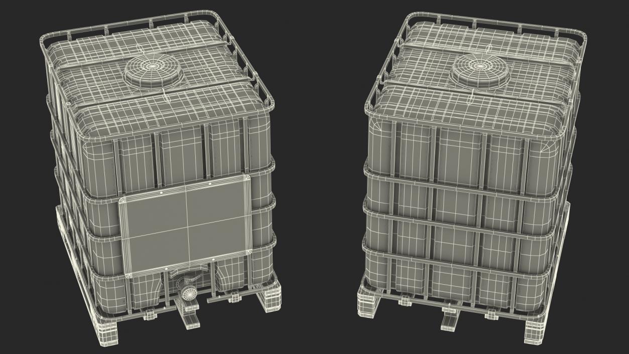 IBC Fluid Container 1000 Litre Wooden Pallet 3D model