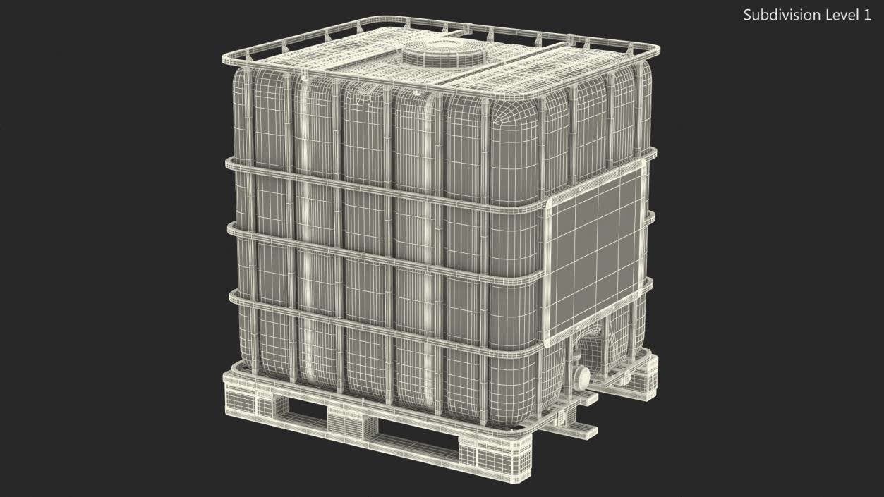 IBC Fluid Container 1000 Litre Wooden Pallet 3D model